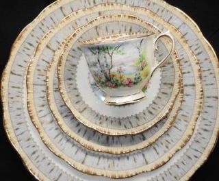 royal albert silver birch set of 4 place setting tea