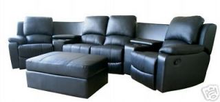 TOP GRAIN LEATHER BLACK BROWN HOME THEATER SECTIONAL LOVE SEAT 