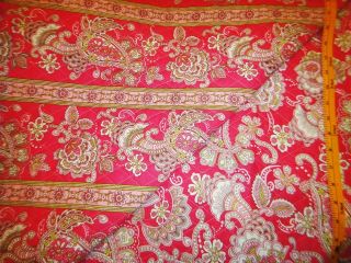Provence Paisley Allover & Stripe Rose Colored Quilted Fabric Double 