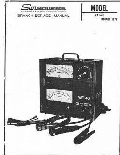 sun vat 40 volt amp tester machine repair manual on