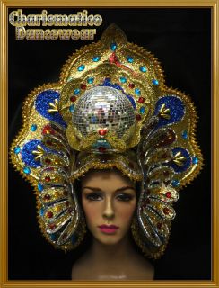CHARISMATICO GOLD Drag Queen PHARAOH DIVA CABARET DISCO BALL HEADDRESS 