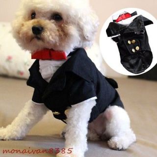   Black Puppy Dog TUXEDO Tux Wedding Costume Tie Formal Gown Dog Clothes