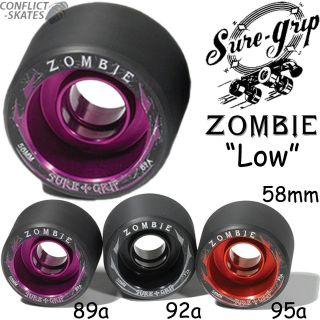  Zombie Low Wheels Roller Derby Speed Skate Quad 58mm Alloy Core x4