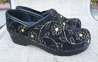 NEW SANITA Womens Sz. 36 Black Tapestry Shoes Stapled Professional 