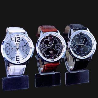 3pcs new men s leather fashion large quartz watch b5