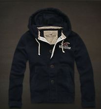 Hollister by Abercrombie Mens Sweatshirt Hoodie Navy Blue Size XL NWT