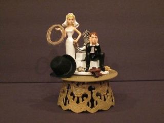 cowboy western rope gun boot wedding cake topper funny time