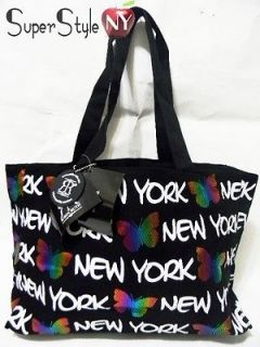 Pure Black White Rainbow Butterfly New York Robin Ruth Designer Bag