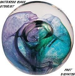 New boxed CAITHNESS GLASS Green Mooncrystal moon crystal paperweight
