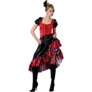 Plus Size Ladies Can Can Saloon Girl Red Outfit for Moulin Rouge Wild 
