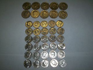 Lot of 30 Kennedy half dollars 30 diff years/mint marks 10 dif 