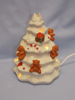 Teddy Bears & Gifts White Porcelain Christmas Tree Electric Clip Cord 