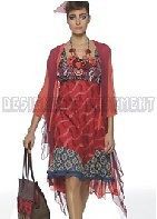 SAVE THE QUEEN red Embroidered LINEN Runway Bold Neckalce dress NWT 
