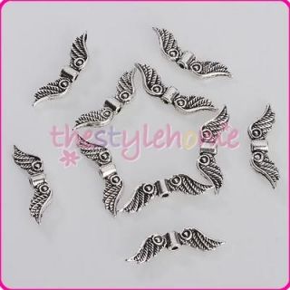 10pcs Antique Silver Fancy Angel Wing Spacer Beads Charms 23 x 6mm DIY