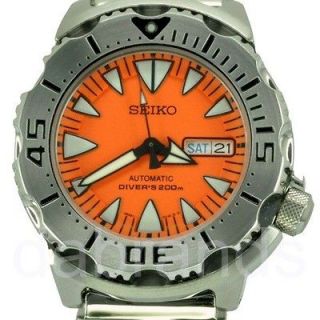 Seiko Mens Automatic Monster Divers Orange Dial WR200M Watch SRP309 