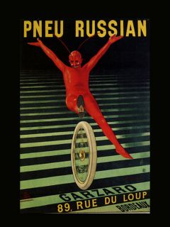 Red Devil Russian Bicycle Cycles Bike Pneu Tires Vintage Poster Repro 