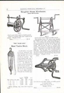 1900 AD Butcher Shop Tools Equipment Gloekler Slaughter House Windless