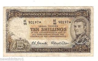 aust 1961 type ten shilling star note ae99 90197 from