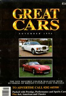 GREAT CARS NOV 1994 PRESTIGE PERFORMANCE AND SPORTS CARS FOR SALE 