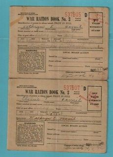 WWII USA WAR RATION BOOK No. 3 w/ Validation Stamp w/coupons 