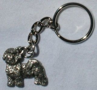 shih tzu puppy cut dog fine pewter keychain key ring