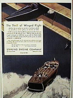 FP 1930   AVIATION BI PLANE WOODEN RUNABOUT BOAT POSTER NEW PRINTING