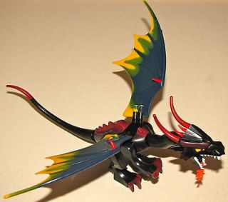   DRAGON FANTASY ANIMAL LARGE GREEN AND YELLOW WINGS AND RED TAIL