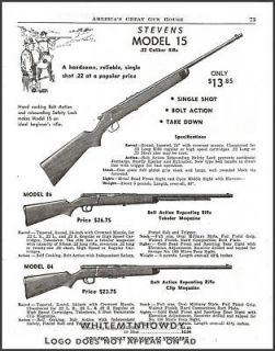 1953 stevens model 15 86 84 bolt action 22 rifle
