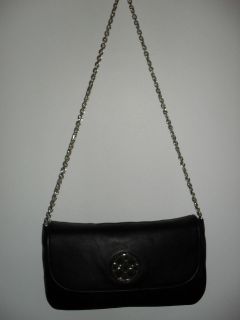 Coccinelle black leather evening shoulder bag with gold chain