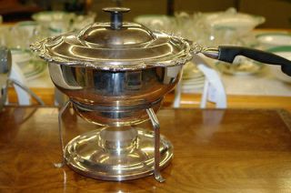 Exquisite Wallace Silver Plate Chafing Dish Server with Stand   Rose 