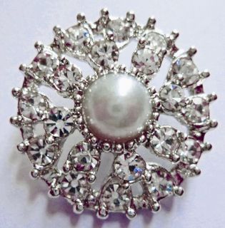 vintage style clear glass rhinestone/ pearl buttons 1 #R160