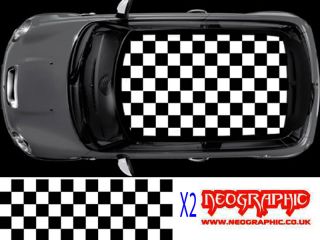 mini chequered flag roof graphic decal  37