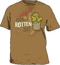 Sesame Street Oscar The Grouch Have a Rotten Day TAN Adult Shirt