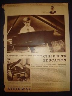 170619CQ STEINWAY PIANO ADVERT BABY GRAND SEPTEMBER 1931 OLD NEWSPAPER 