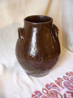 pennsylvania glazed redware crock jar antigue 8 3 4 tall