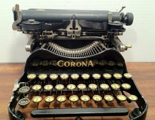 Antique Corona 3 Folding Typewriter with Case, 1910   Very Good 
