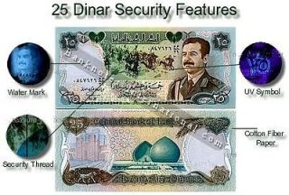 MINT IRAQ SADDAM HUSSEIN 25 DINAR MONEY 1986 CERTIFIED UNC P 73