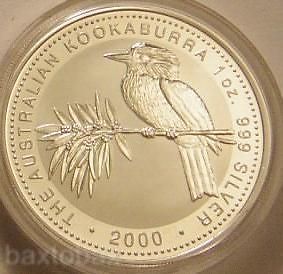 2000 AUSTRALIAN KOOKABURRA MILLENNIUM BIRD 1 oz. SILVER COIN *BU 