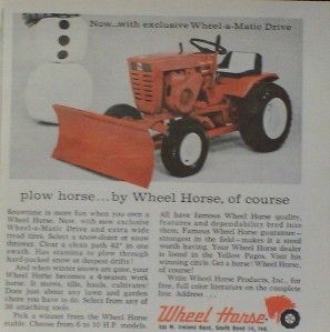 1965 wheel horse tractor lawnmower plow print ad time left