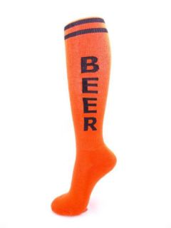   Orange Unisex Retro Tube Socks Knee High with Stripes Softball Soccer