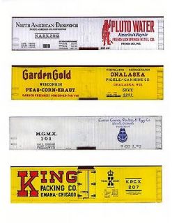 Newly listed 4 wood era S scale boxcars including PLUTO WATER printed 