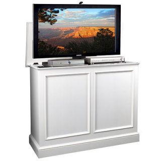 carousel white tv lift console by tvliftcabinet com tv cabinet