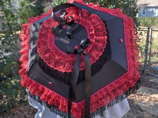 new gothic goth victorian red lace umbrella parasol