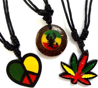 Wooden Rasta Reggae Bob Marley Necklace Pendant Rastafari Wood Jewelry 