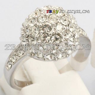 R086 Fashion Shamballa Ball Ring 18K GP use Swarovski Crystal
