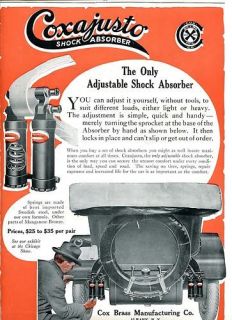 1914 cox adjustable shocks ad american special renault time left