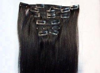   #1B black/natural black 7PCS Clip on remy human hair Extention 18