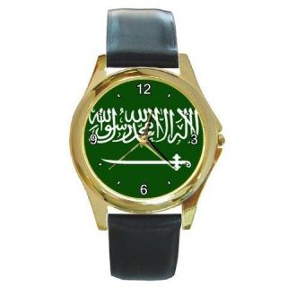 saudi arabia arabian flag round gold tone watch from hong
