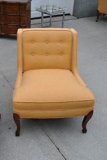 Low Profile Mid Century Modern Chairs in Yellow Upholstery with Cherry 