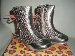 new girls Primigi silver /pink lace boots euro sz 26,us 9 leather 